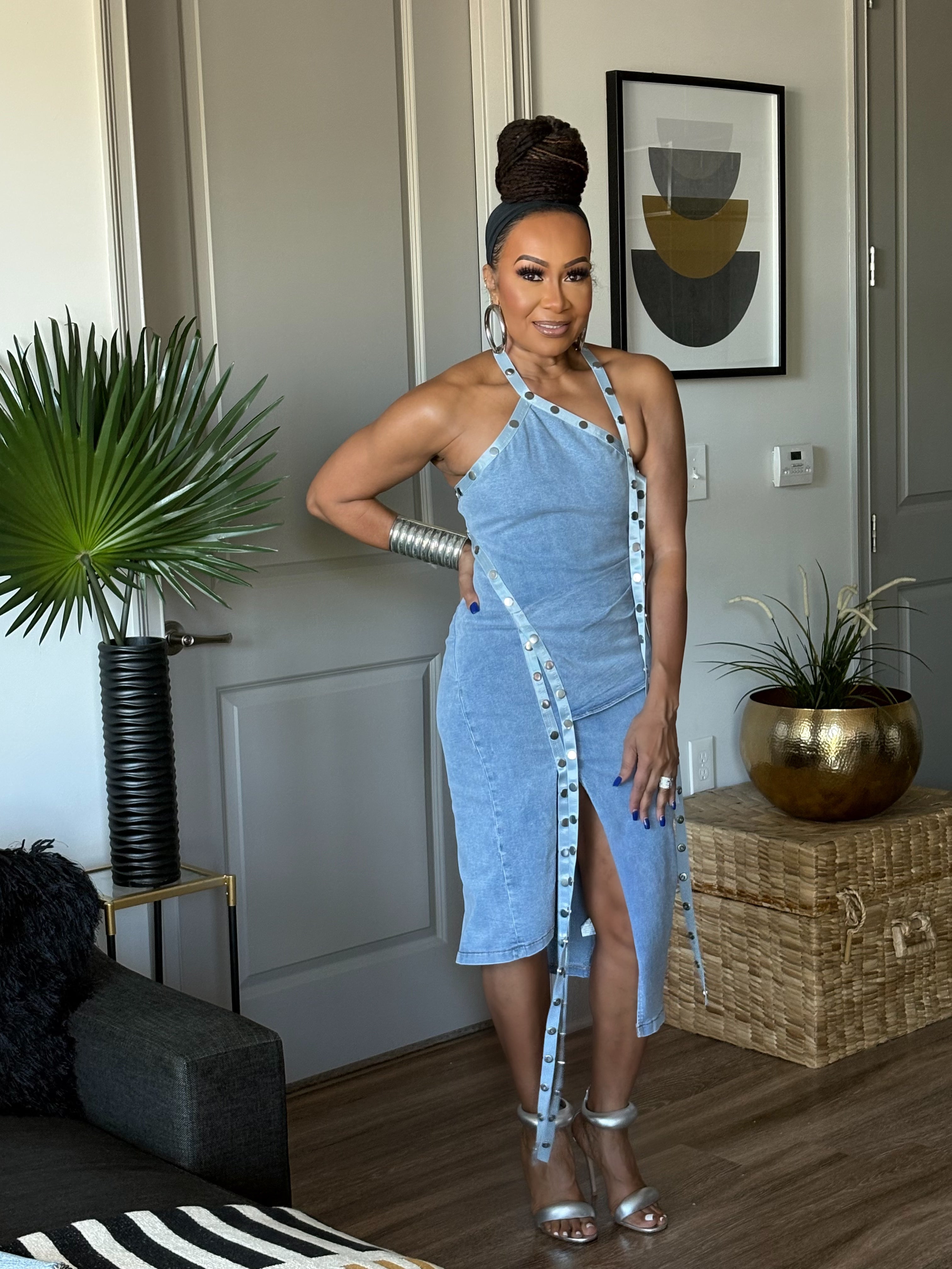 DENIM FITTED DRESS