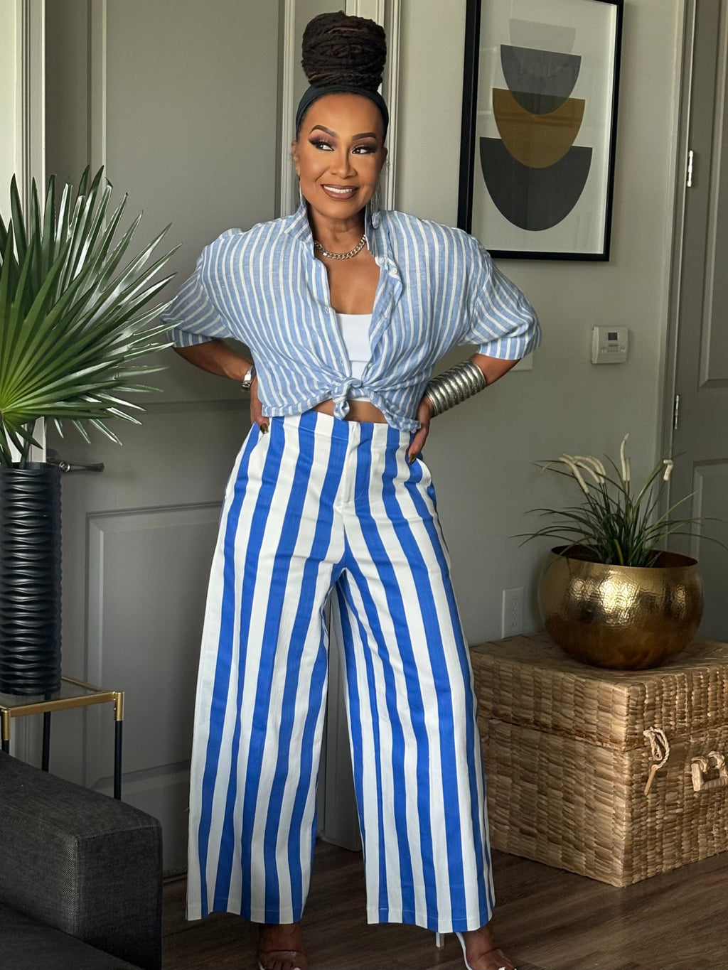 THE RESORT READY COASTAL BLUE & WHITE STRIPED PANT